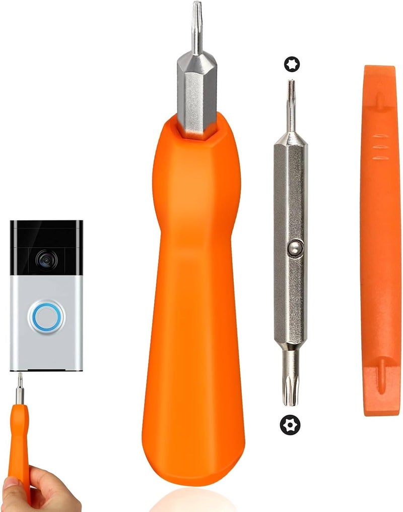 HAO HELPER Video Screwdriver Bit Set for Battery and Wifi Access - Fits All Video Doorbell Models (Orange) - Image 1
